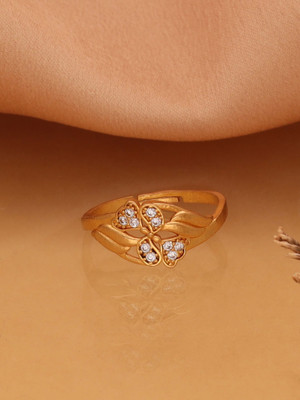 Sangria Ad (American diamond) Adjustable Rings For Women and Girls Brass Diamond Gold Plated Ring