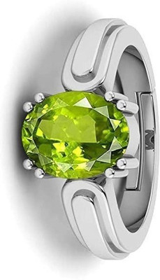 Sidharth Gems Brass Peridot Silver Plated Ring