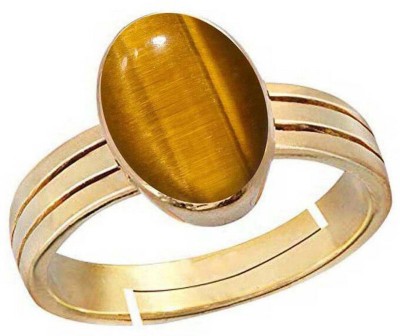 PTM Tiger Eye 7.25 Ratti or 6.50 Ct Panchdhatu (5 Metal) Women Adjustable Natural Stone Ring