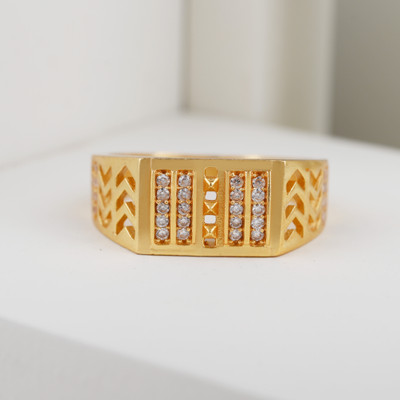GORASH CREATION Brass Cubic Zirconia Gold Plated Ring