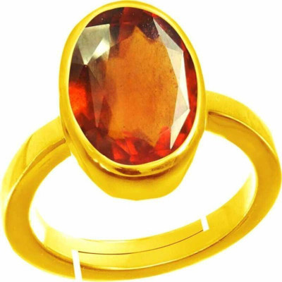 Gemzonite Certified Unheated Natural Garnet/Gomed Gemstone Ring for Women's/Men's Brass Garnet Ring