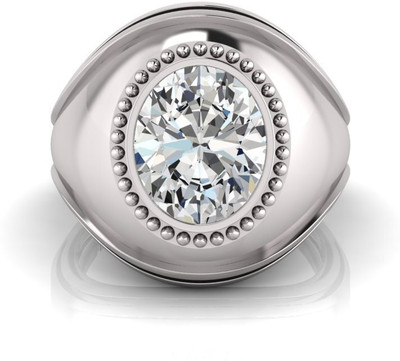 Pranjal Gems 9.25 Ratti Zircon Gemstone Adjustable Ring With Lab CertificateTK Shell Zircon Rhodium Plated Ring