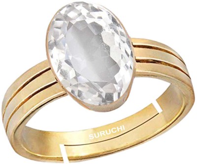 Suruchi Gems & Jewels Natural White Topaz 7.25 Ratti or 6.5 Ct Gemstone For Women 5 Metal Adjustable Alloy Ring