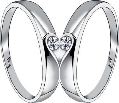 White Chimes Silver Plated Adjustable Couple Rings Set for lovers Ring Alloy Silver Plated Ring Set