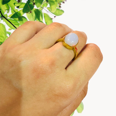 Chopra Gems A+ Quality Opal Gemstone Ring For Men and Women's Brass Brass Gold Plated Ring