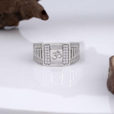 GORASH CREATION Silver AD Diamond Ring For Men Brass Cubic Zirconia Silver Plated Ring