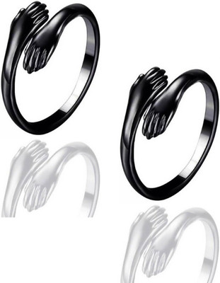 White Chimes Alloy, Stainless Steel Cubic Zirconia Sterling Silver, Titanium Plated Ring Set