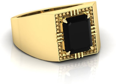 The Crystl Cache Store 9.25 Ratti Black Hakik(Agate) Gemstone Ring For Men And Women AAA+++ Quality Brass Agate Gold Plated Ring