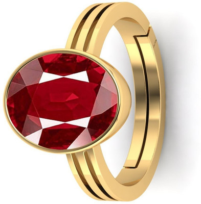 VishvMa 7.25 Ratti 6.52 Carat Ruby Mank Gemstone Ring With Lab Certified Brass Ruby Brass Plated Ring