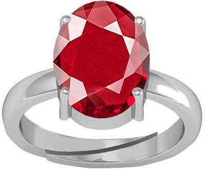 KUSHMIWAL GEMS 8.25 Ratti 7.00 Carat Quality Natural Burma Manik Brass Ruby Silver Plated Ring