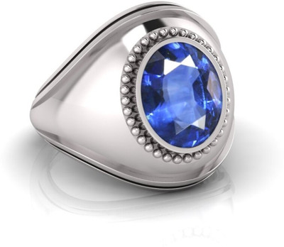 TODANI JEMS 7.25 Ratti Neelam Gemstone Adjustable Ring With Lab Certificatebh Silver Sapphire Ring