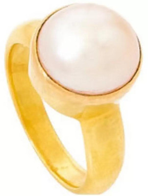 Chopra Gems Pearl Ring Moti Stone Lab Certified & Astrological Stone Most Demanded Ring Brass Ring