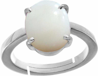 Gemzonite Original & Certified 6.50 ratti Opal stone Ring for Astrological Purposes... Alloy Opal Silver Plated Ring