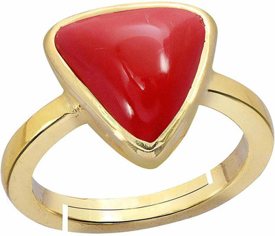 Vanishree World 9.25 Carat Natural Italian Coral (Munga) Stone Panchdhatu Adjustable Ring Metal Coral Gold Plated Ring