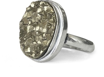 SOLAVA Original Pyrite Stone Ring - Certified Ring for Men and Women for Money, Success Stone Crystal Ring