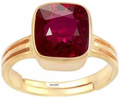 kirti sales Brass Ruby Gold Plated Ring