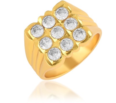 MissMister Brass Goldplated Heavy Imitation Diamonds Engagement Wedding Fashion Fingerring Brass Cubic Zirconia Gold Plated Ring