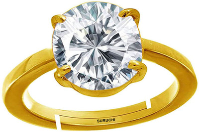 Suruchi Gems & Jewels Zircon/American Diamond 7.25 Ratti or 6.5 Ct Panchdhatu/5 metal Women Adjustable Stone Ring