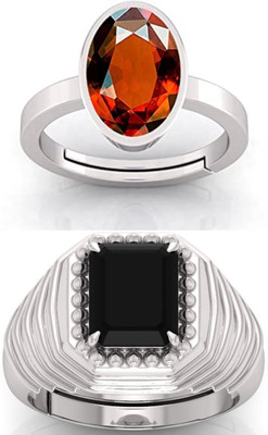 BHAIRAW GEMS Moonstone Stone Silver Adjustable Ring Stainless Steel Ring