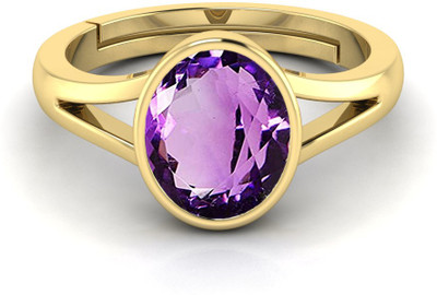 TODANI JEMS Natural 11.25 Ratti Amethyst Ring With Lab Certificate Brass Amethyst Sterling Silver Plated Ring