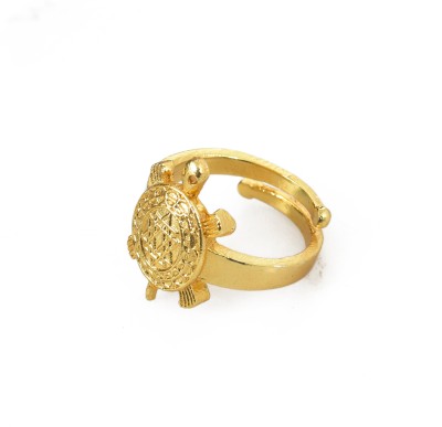 GIACOMO MERU RING Gold Plated Adjustable Vastu Fengshui Tortoise Design Good Luck wishes Brass, Alloy Beads Gold Plated Ring