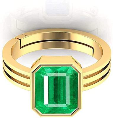 BWM GEMS Certified Natual 10.25 Ratti Emerald stone (Panna) Panchdhatu Alloy Emerald Gold Plated Ring
