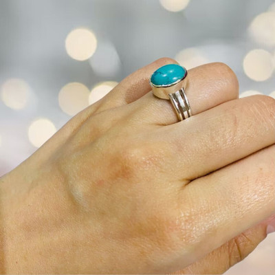 GenZcomplex Turquoise / Firoza Astrology Ring for Men & Women Brass Turquoise Ring