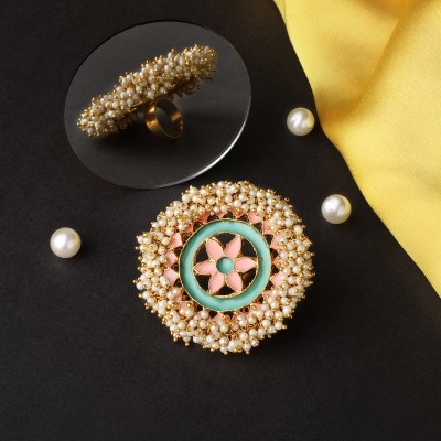 VANEE Alloy Pearl Gold Plated Ring