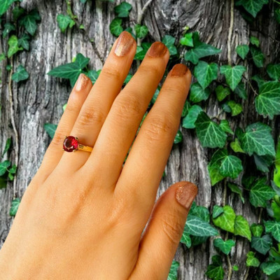 Gemzonite Original Ruby Stone Ring For Women & Men Brass Ruby Gold Plated Ring