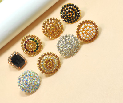 Divyanshi Collection Combo Pack Of Multicolour 8 Ad Rings Brass Diamond Gold, Silver Plated Ring Set