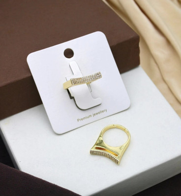 Neelam varietyz Gold plated Ring anti tarnish Stainless Steel Cubic Zirconia Gold Plated Ring