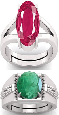 BHAIRAW GEMS Moonstone Stone Silver Adjustable Ring Stainless Steel Ring