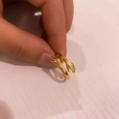 Alviira pack of 2 golden hug rings for men and boys Stainless Steel Gold Plated Ring