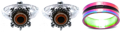 Dynamic Retail Global Set of 3 Rings for Men & Women, Red-Multicolor Alloy Ring