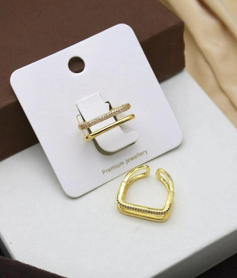 Neelam varietyz Gold plated Ring anti tarnish Stainless Steel Cubic Zirconia Gold Plated Ring