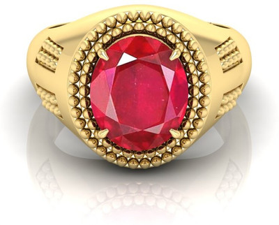 TODANI JEMS 9.25 Ratti Ruby Gemstone Adjustable Ring With Lab CertificateFC Stone Ruby Brass Plated Ring