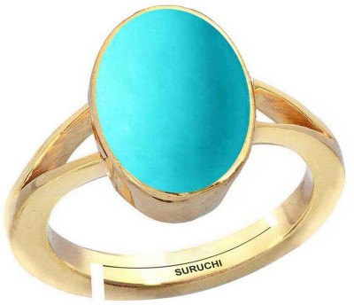 Suruchi Gems & Jewels Turquoise (Firoza) 7.25 Ratti or 6.5 Ct Panchdhatu (5 Metal) Men Adjustable Stone Ring