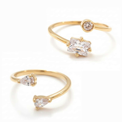 AARCHIS TRENDS Gold plated ring set for women and girls Stainless Steel Gold Plated Ring