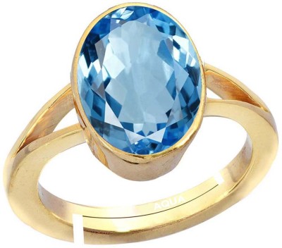 AQUAGEMS Natural Blue Topaz 3.25 Ratti or 3 Ct Gemstone For Women 5 Metal Adjustable Alloy Ring