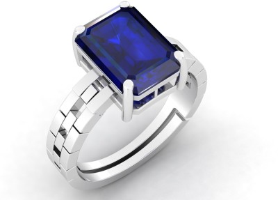 AMG Gems Brass Sapphire Silver Plated Ring