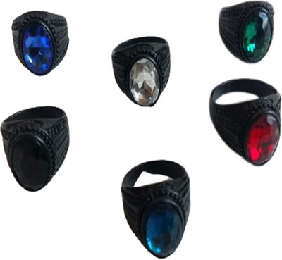 salvusappsolutions Black Adjustable Multicolor Stone Ring Perfect For Men & Boys (Adjustable) Metal Ring