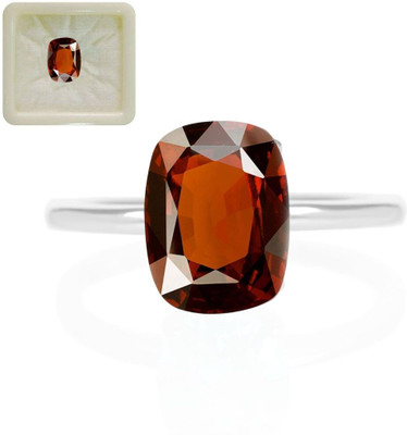CaratYogi Certified Ceylon Hessonite 5.25 Ratti 4.77 Carat Rectangle Cushion Shape for Stone Garnet Ring