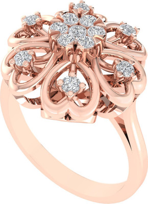 Diamtrendz Jewels 925 Sterling Silver Zircon Rose Gold Plated Ring For Women & Girls Sterling Silver Cubic Zirconia Gold Plated Ring