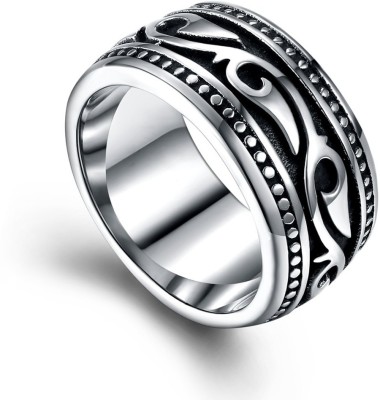 fabula Silver Stainless Steel Hawaiian Warrior Symbol Band Ring for Men and Boys Stainless Steel Silver Plated Ring