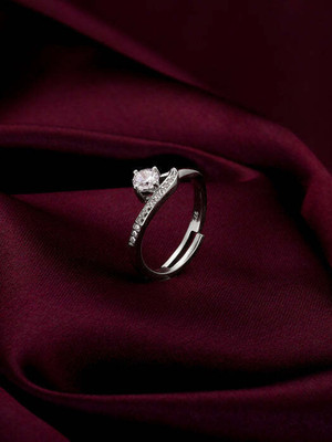 GIVA Anushka Sharma Silver Zircon Embrace Ring Sterling Silver Cubic Zirconia Rhodium Plated Ring