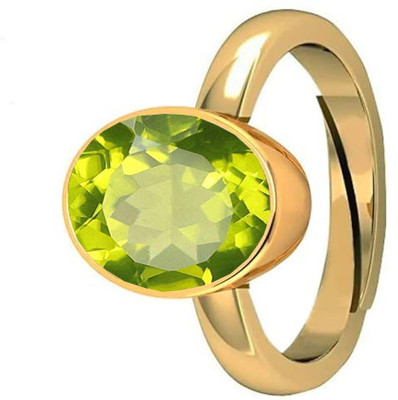 Sidharth Gems 9.25 Ratti 8.25 Crt Natural Green Peridot Gemstone Adjustable Ring Brass Peridot Gold Plated Ring