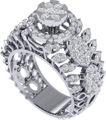 Diamtrendz Jewels Sterling Silver Zircon Ring For Women & Girls Sterling Silver Cubic Zirconia Rhodium Plated Ring