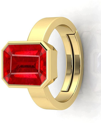 Sidharth Gems Brass Ruby Rhodium Plated Ring