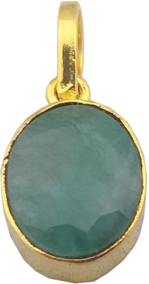 prateek enterprises PRATEEK ENTERPRISES NATURAL AND CERTIFIED EMERALD GOLD PLATED PENDENT Brass Emerald Gold Plated Ring