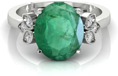 MBVGEMS Alloy Emerald Silver Plated Ring